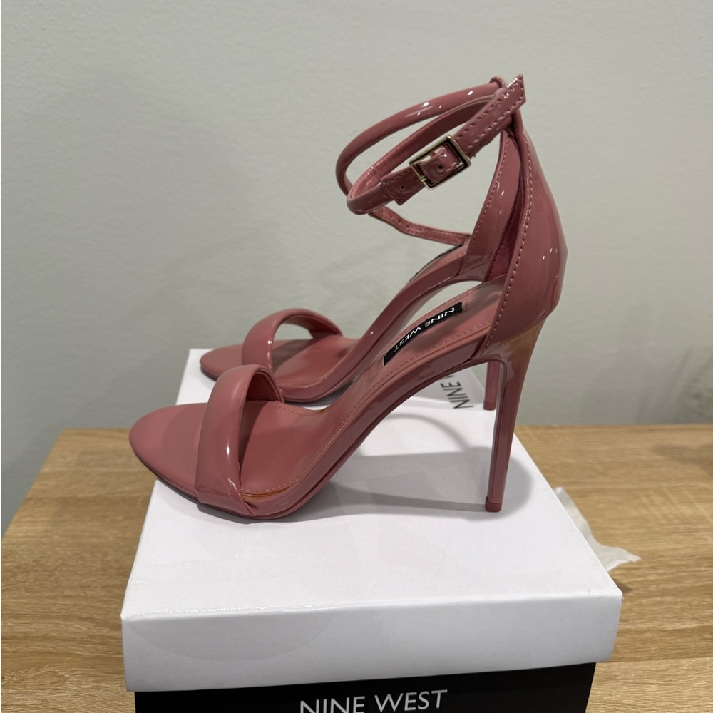 Nine West Pink Patent Ankle-Strap Stiletto Heels - Picture 4 of 8